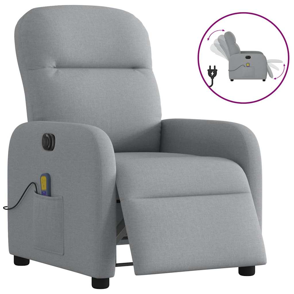Fauteuil de massage inclinable électrique gris clair tissu - XIOS