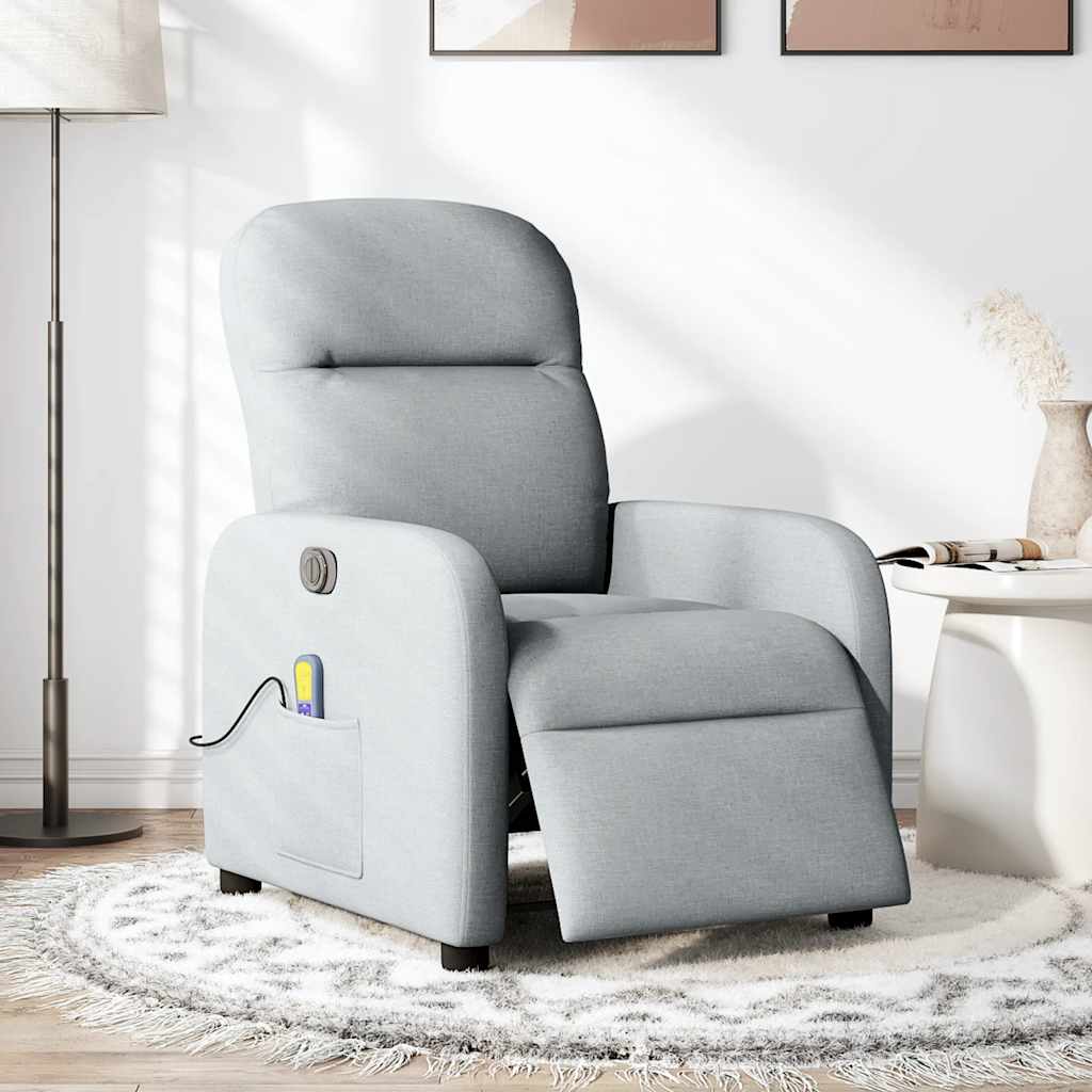 Fauteuil de massage inclinable électrique gris clair tissu - XIOS