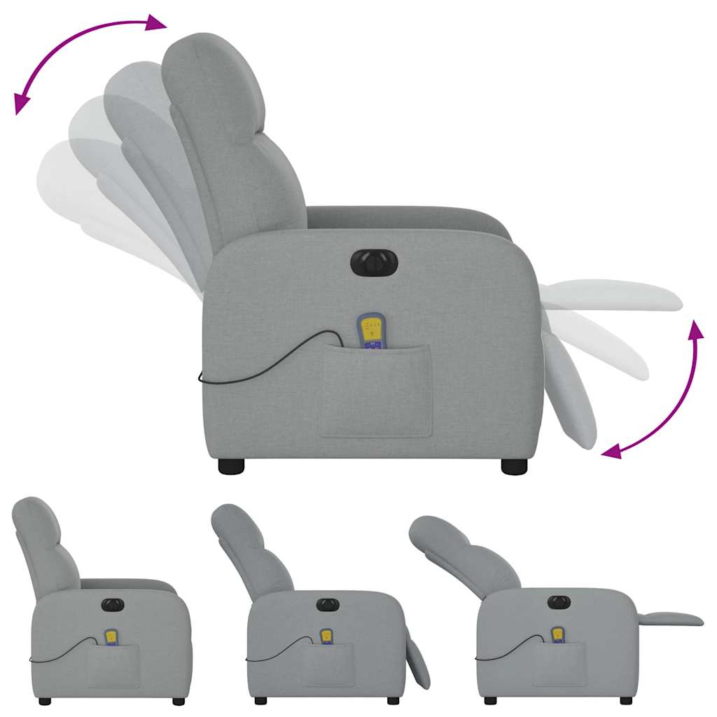 Fauteuil de massage inclinable électrique gris clair tissu - XIOS