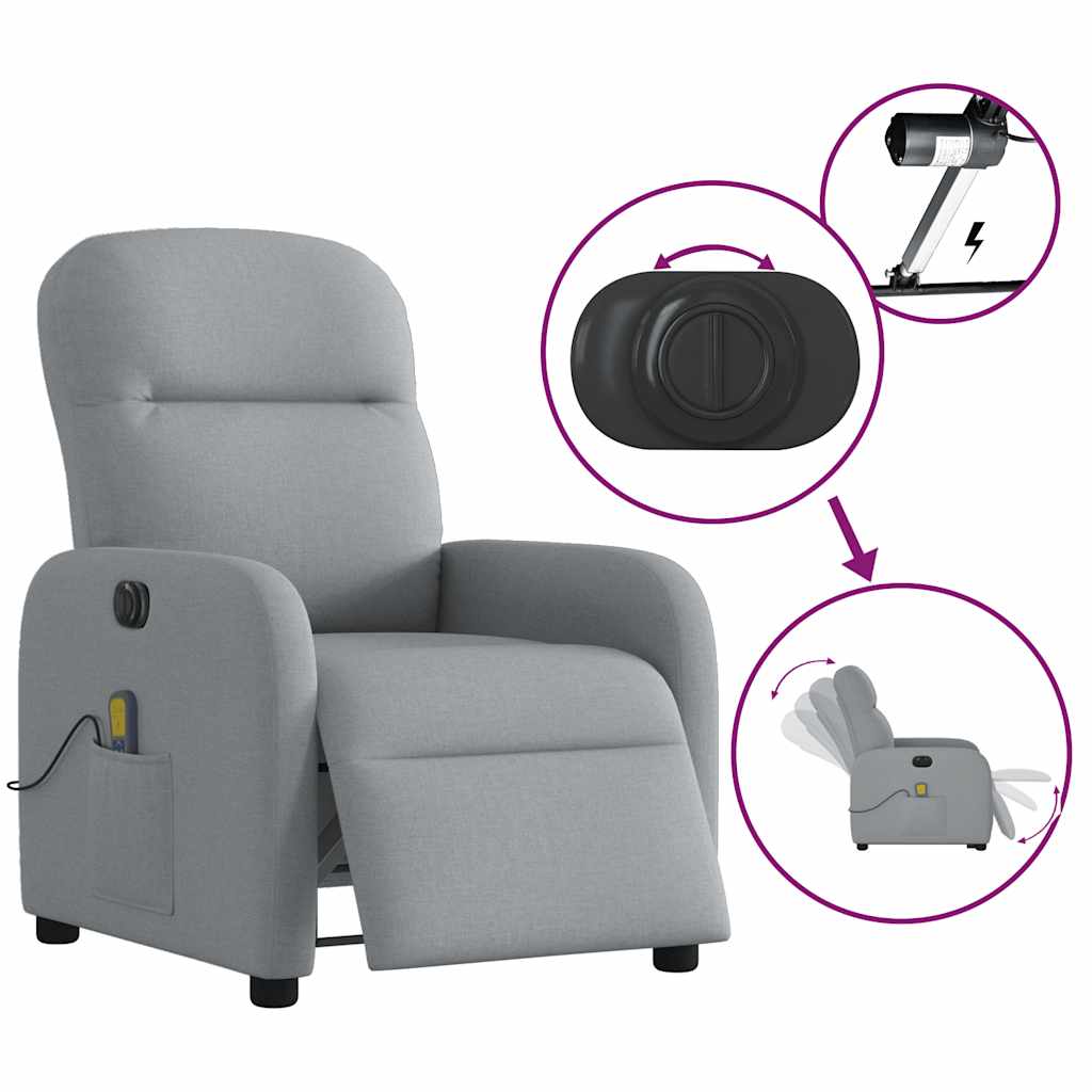 Fauteuil de massage inclinable électrique gris clair tissu - XIOS