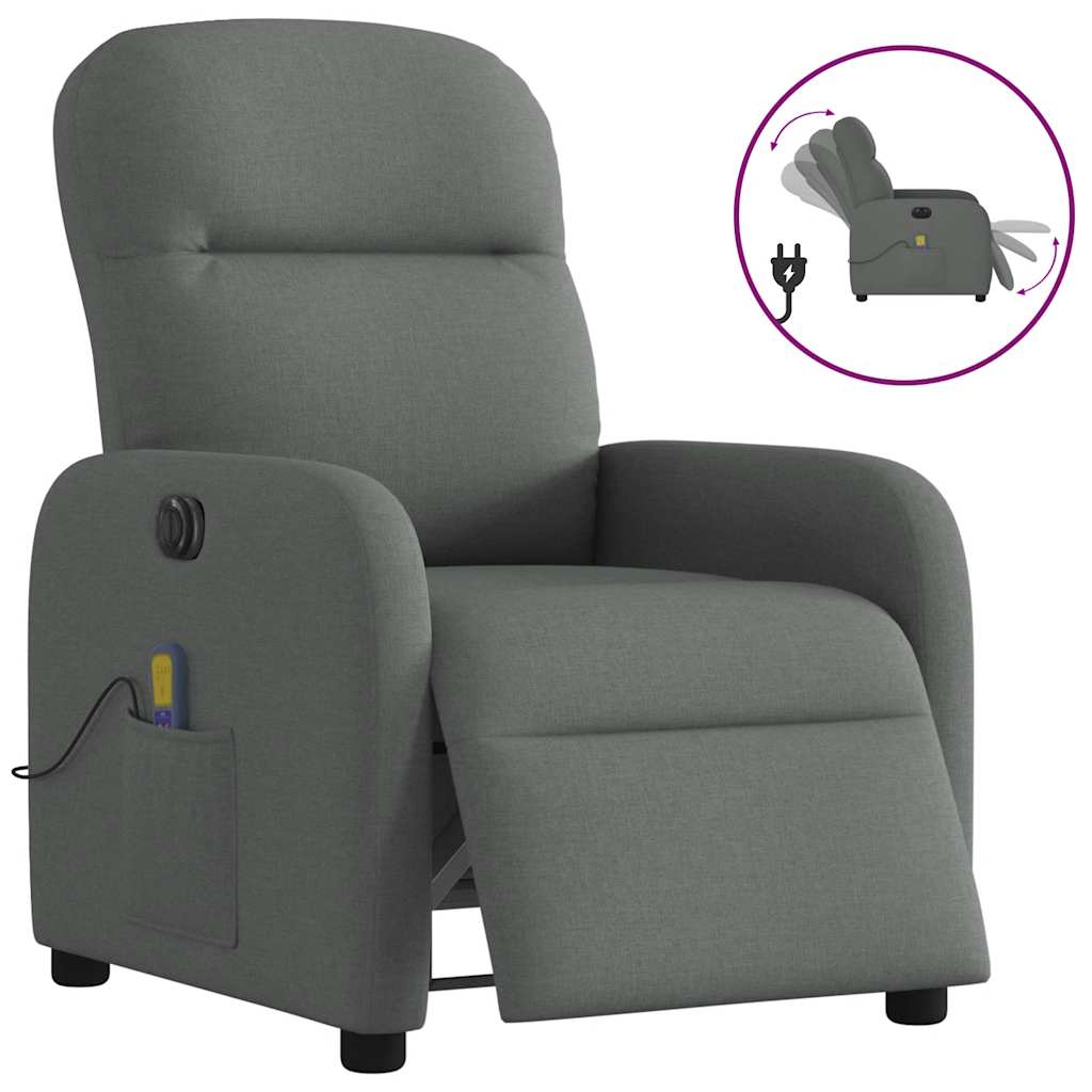 Fauteuil inclinable de massage électrique gris foncé tissu - XIOS