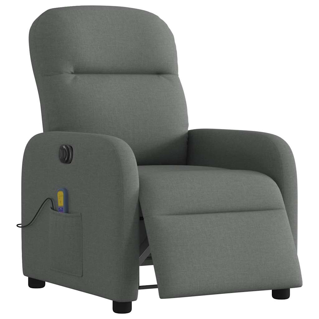 Fauteuil inclinable de massage électrique gris foncé tissu - XIOS