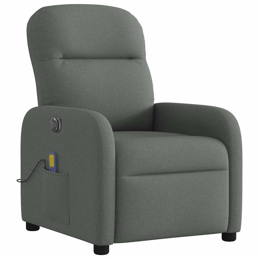 Fauteuil inclinable de massage électrique gris foncé tissu - XIOS