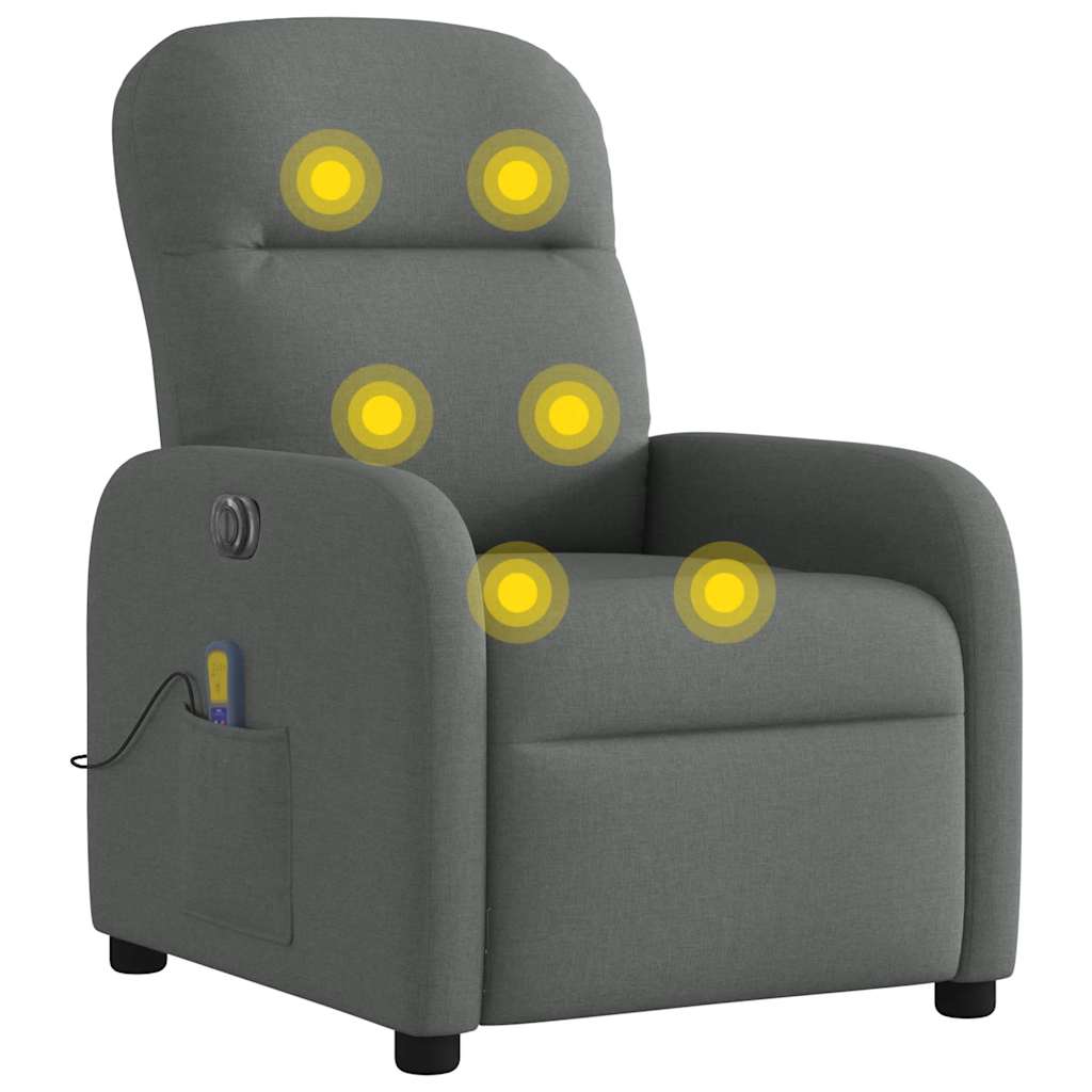Fauteuil inclinable de massage électrique gris foncé tissu