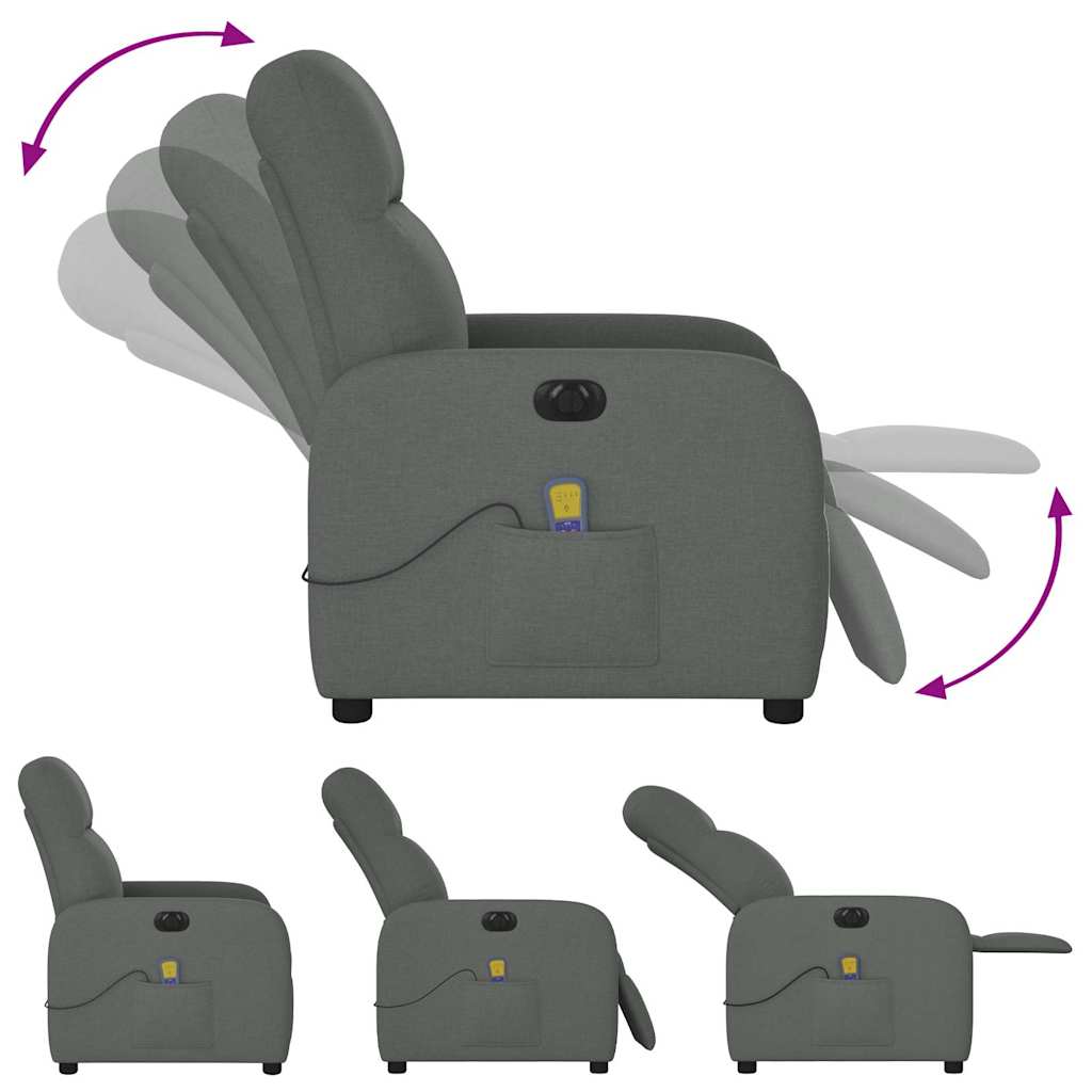 Fauteuil inclinable de massage électrique gris foncé tissu - XIOS