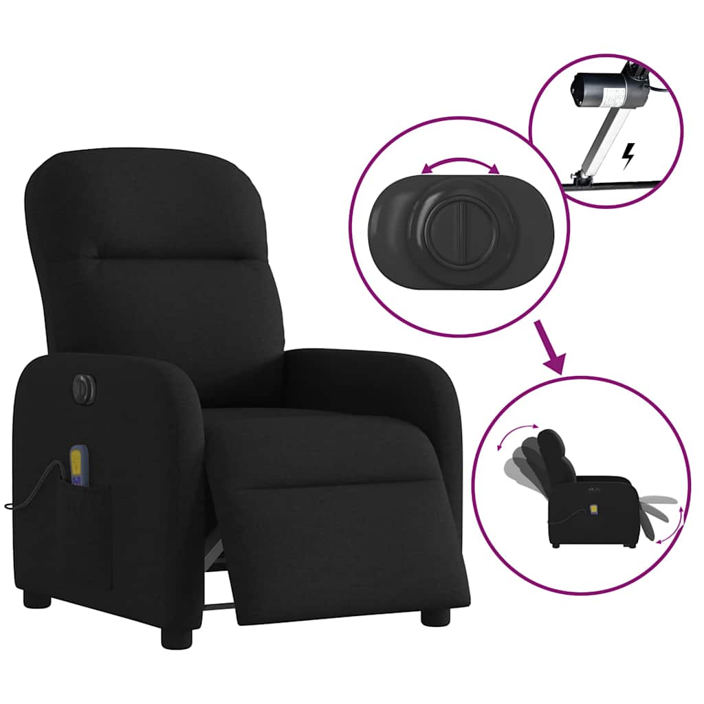 Fauteuil de massage inclinable électrique Noir Tissu - XIOS