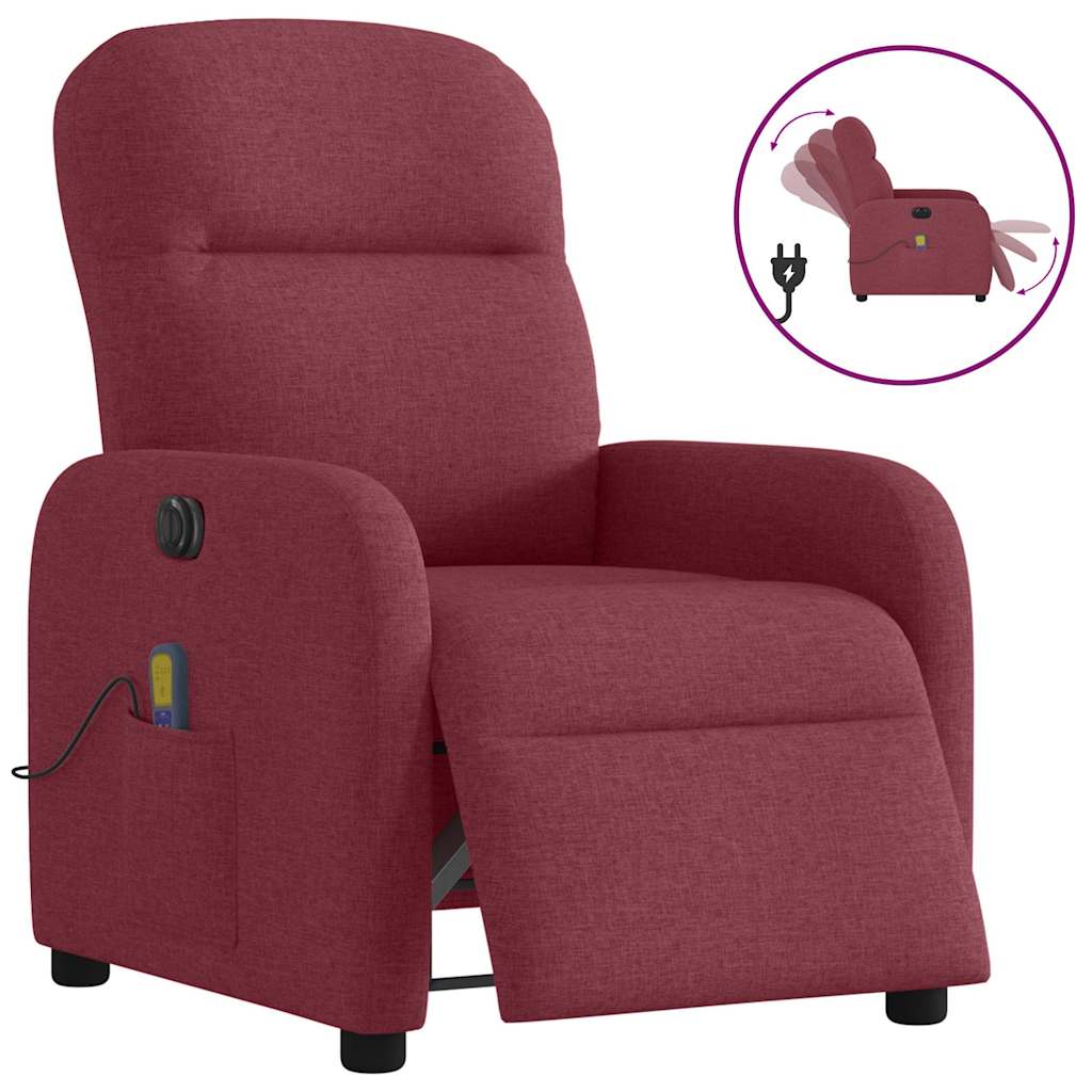 Fauteuil de massage inclinable électrique Rouge bordeaux Tissu - XIOS