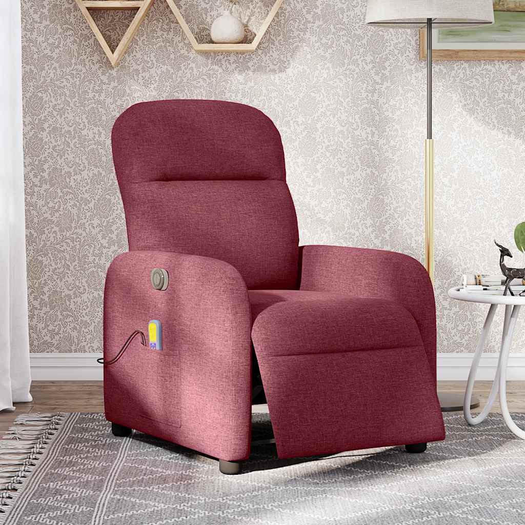 Fauteuil de massage inclinable électrique Rouge bordeaux Tissu