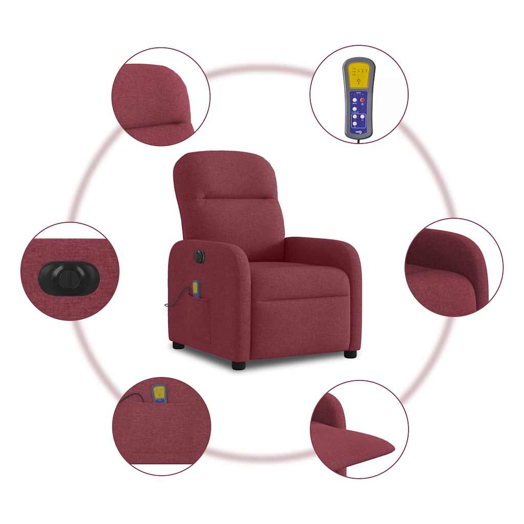 Fauteuil de massage inclinable électrique Rouge bordeaux Tissu - XIOS