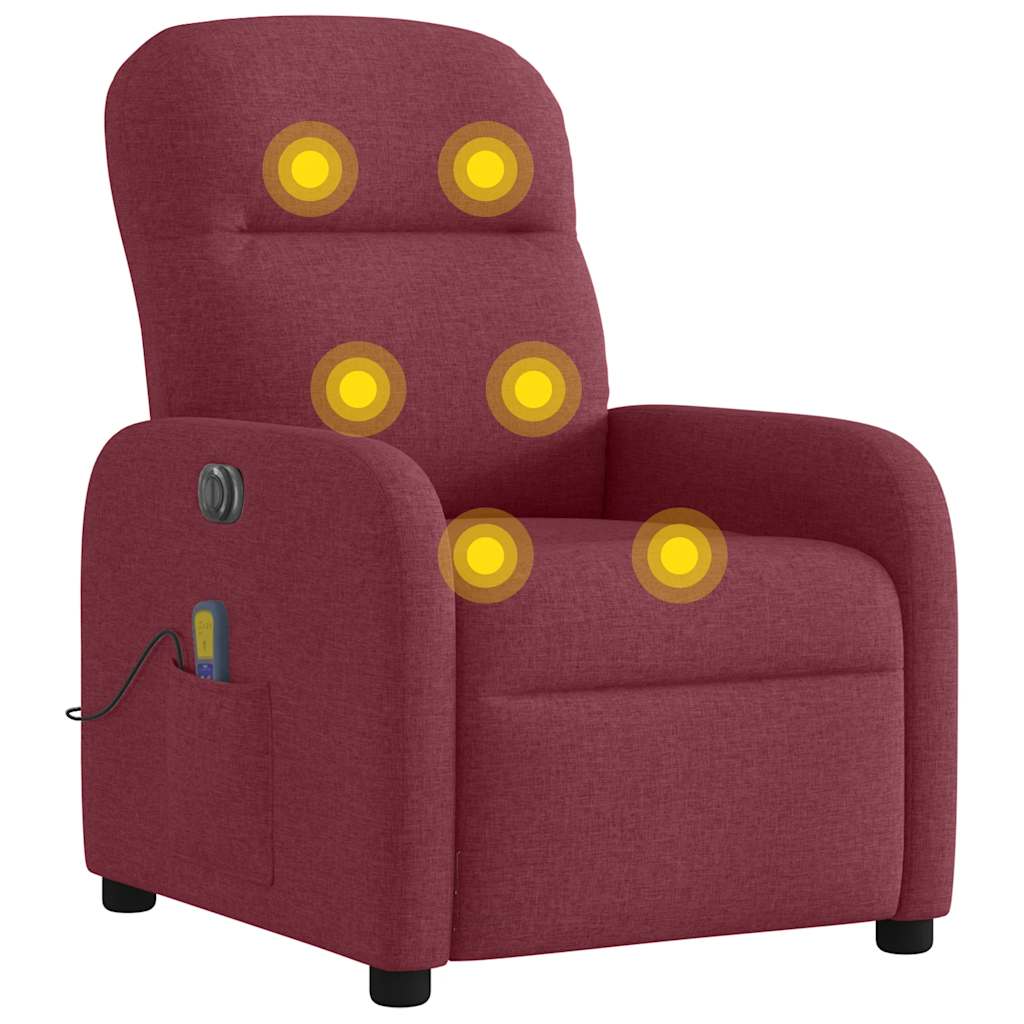 Fauteuil de massage inclinable électrique Rouge bordeaux Tissu