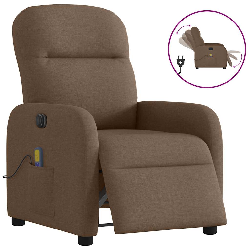 Fauteuil inclinable de massage électrique marron tissu - XIOS