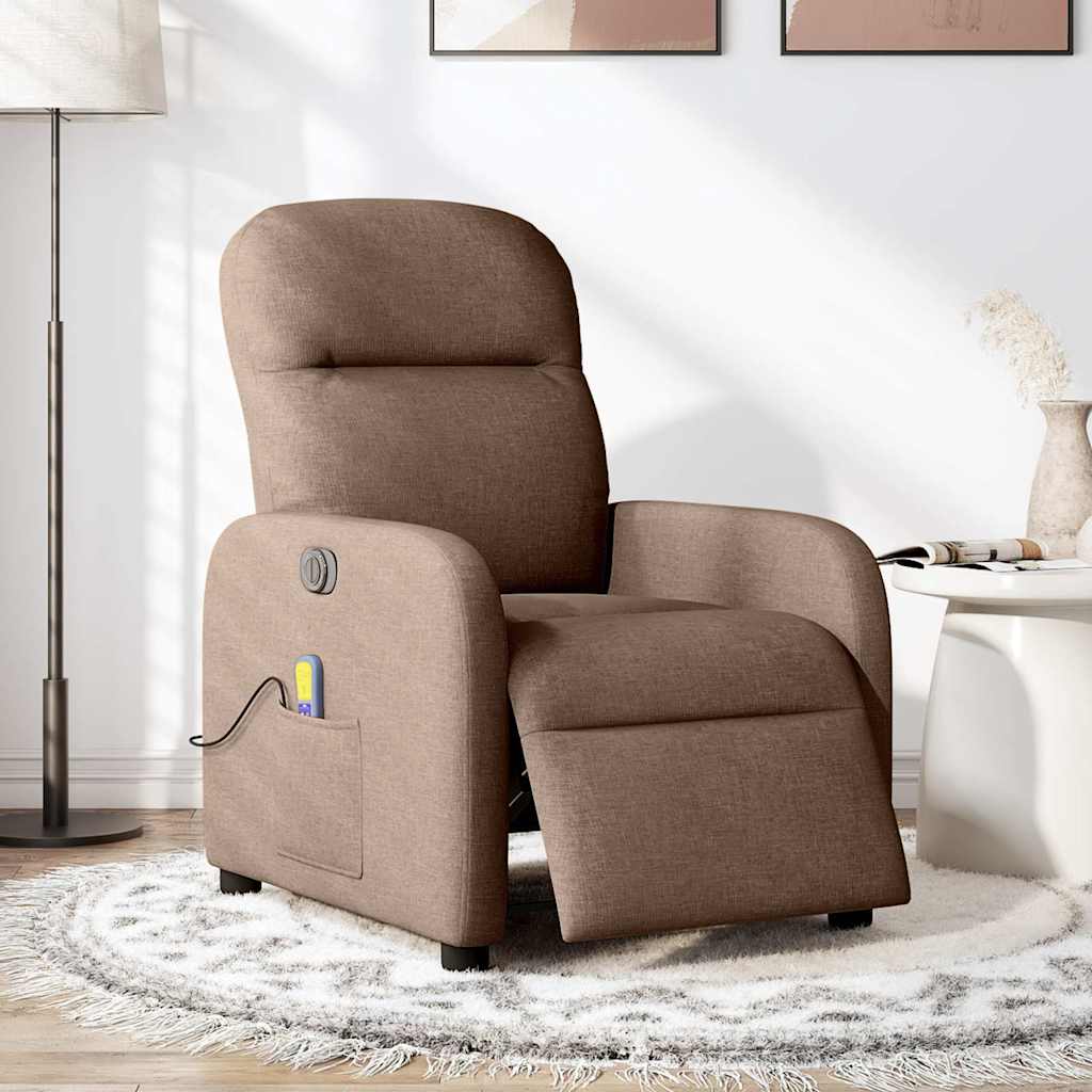 Fauteuil inclinable de massage électrique marron tissu - XIOS