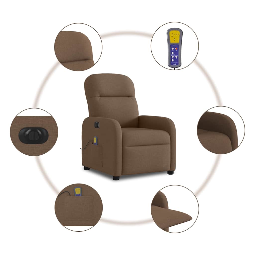 Fauteuil inclinable de massage électrique marron tissu - XIOS