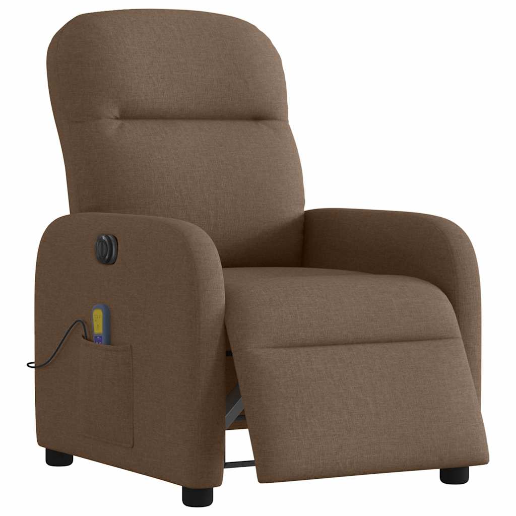 Fauteuil inclinable de massage électrique marron tissu - XIOS