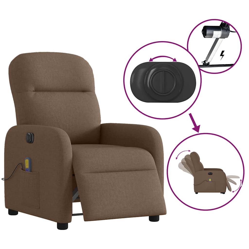 Fauteuil inclinable de massage électrique marron tissu - XIOS