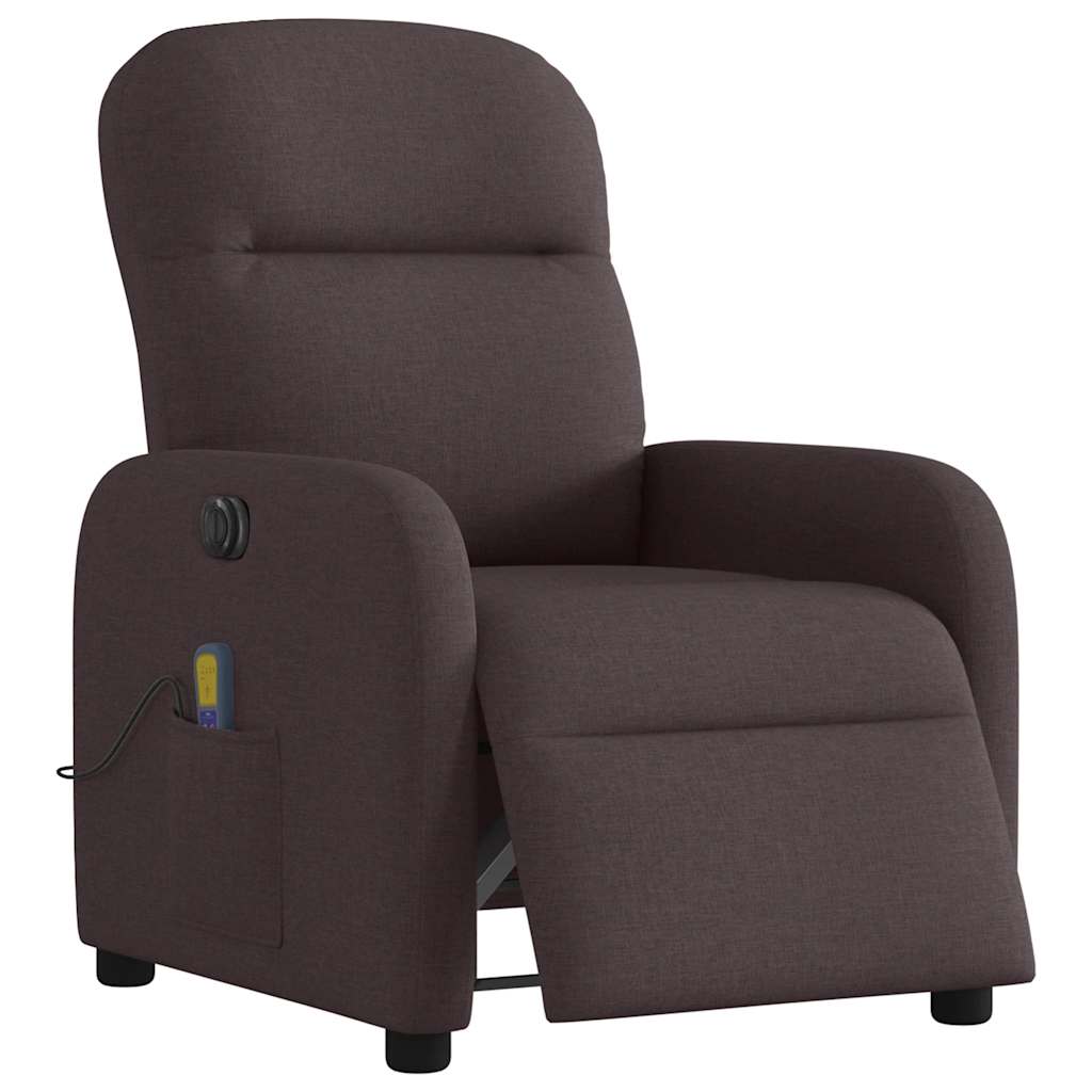 Fauteuil de massage inclinable électrique Marron foncé Tissu