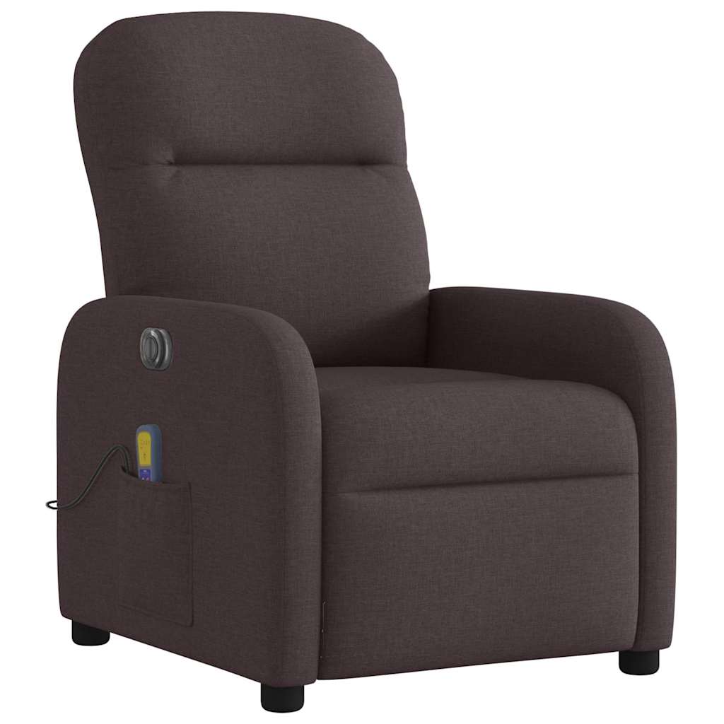 Fauteuil de massage inclinable électrique Marron foncé Tissu