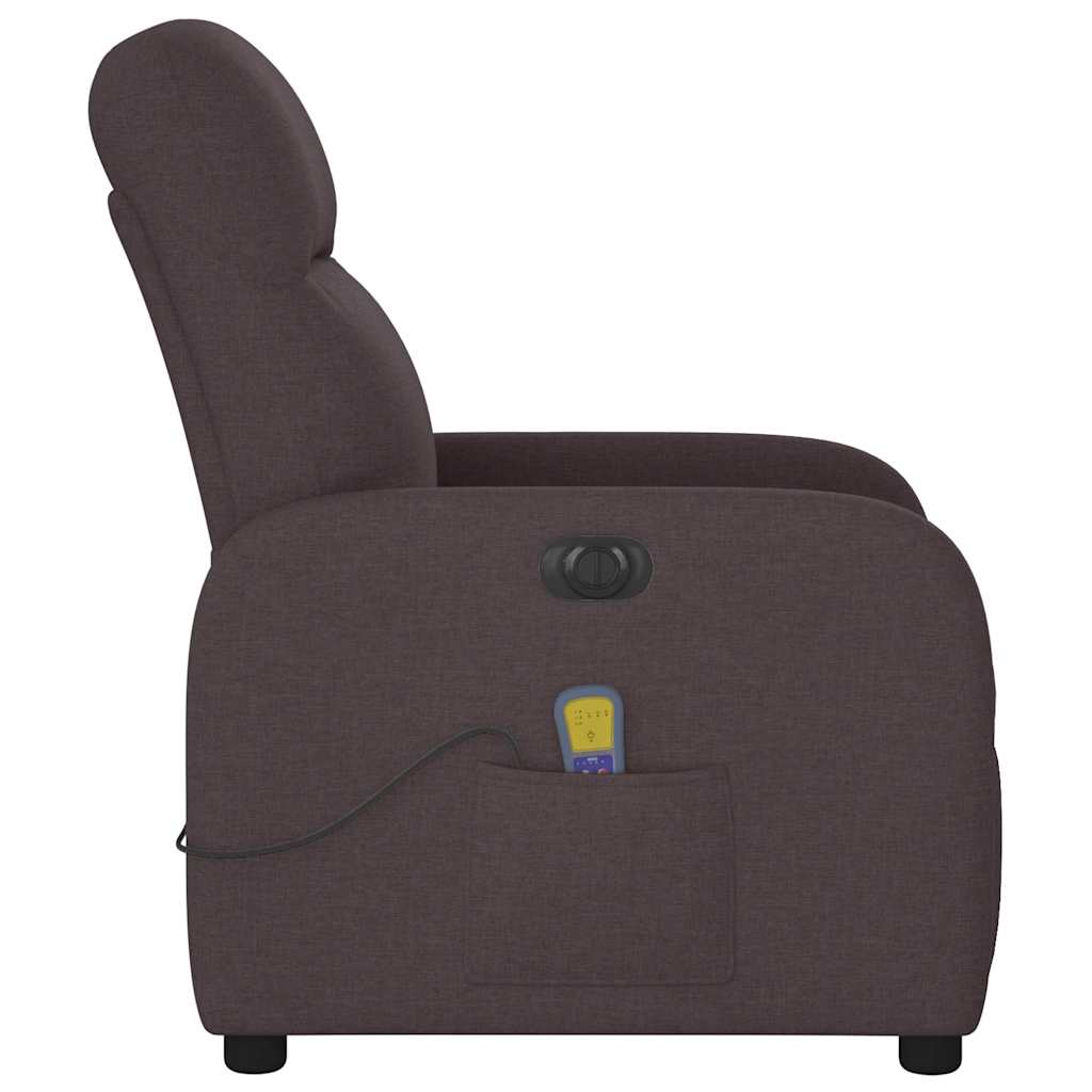 Fauteuil de massage inclinable électrique Marron foncé Tissu