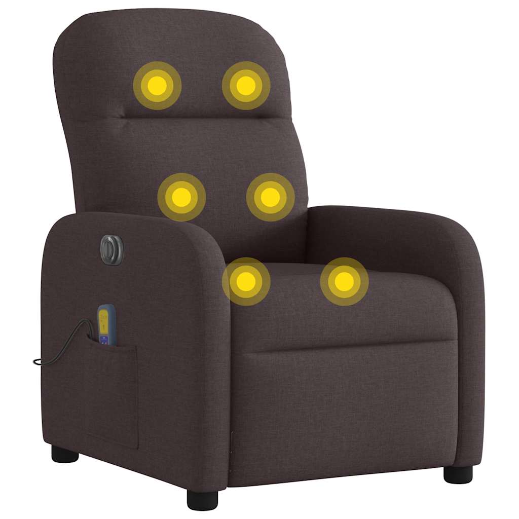Fauteuil de massage inclinable électrique Marron foncé Tissu