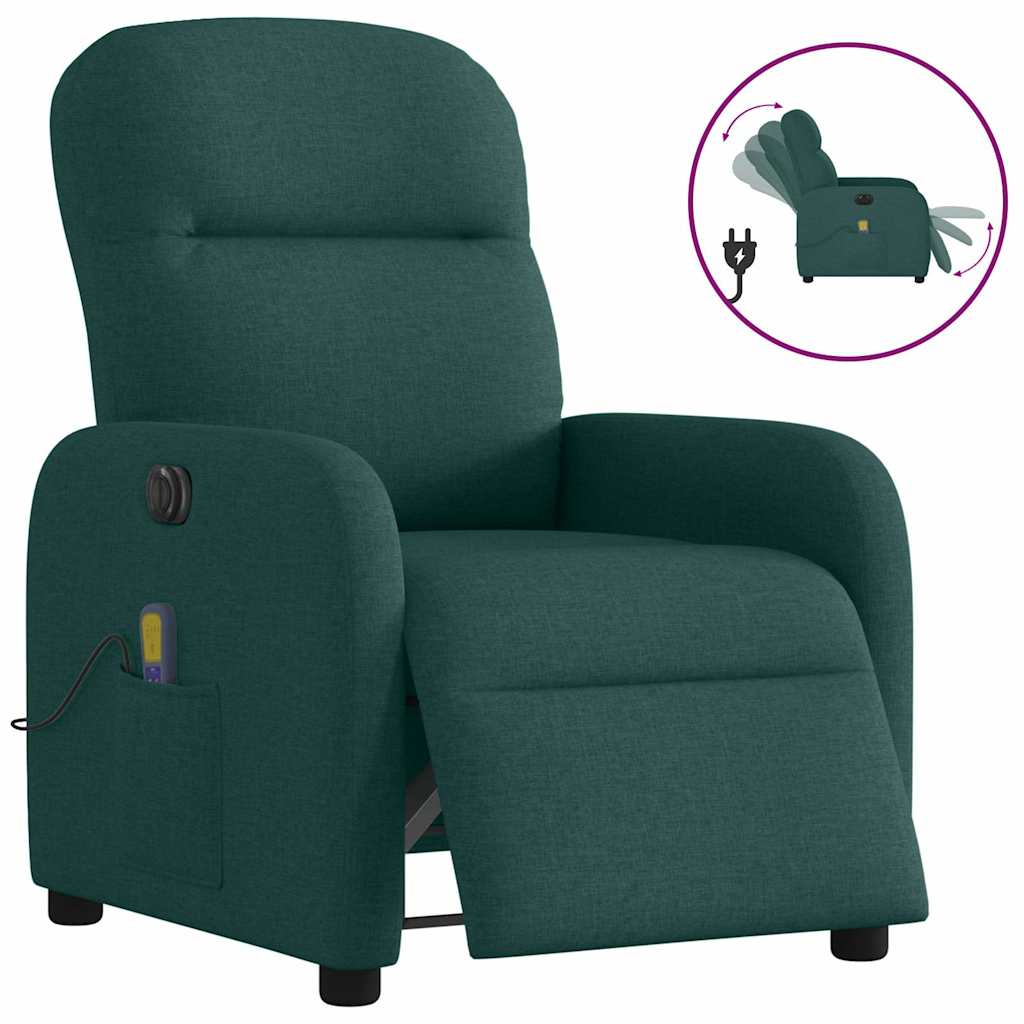 Fauteuil de massage inclinable électrique Vert foncé Tissu - XIOS