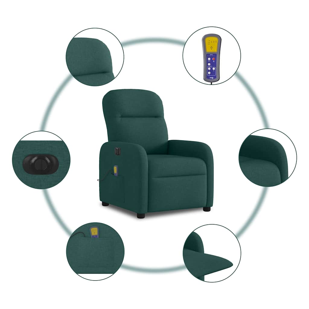 Fauteuil de massage inclinable électrique Vert foncé Tissu - XIOS