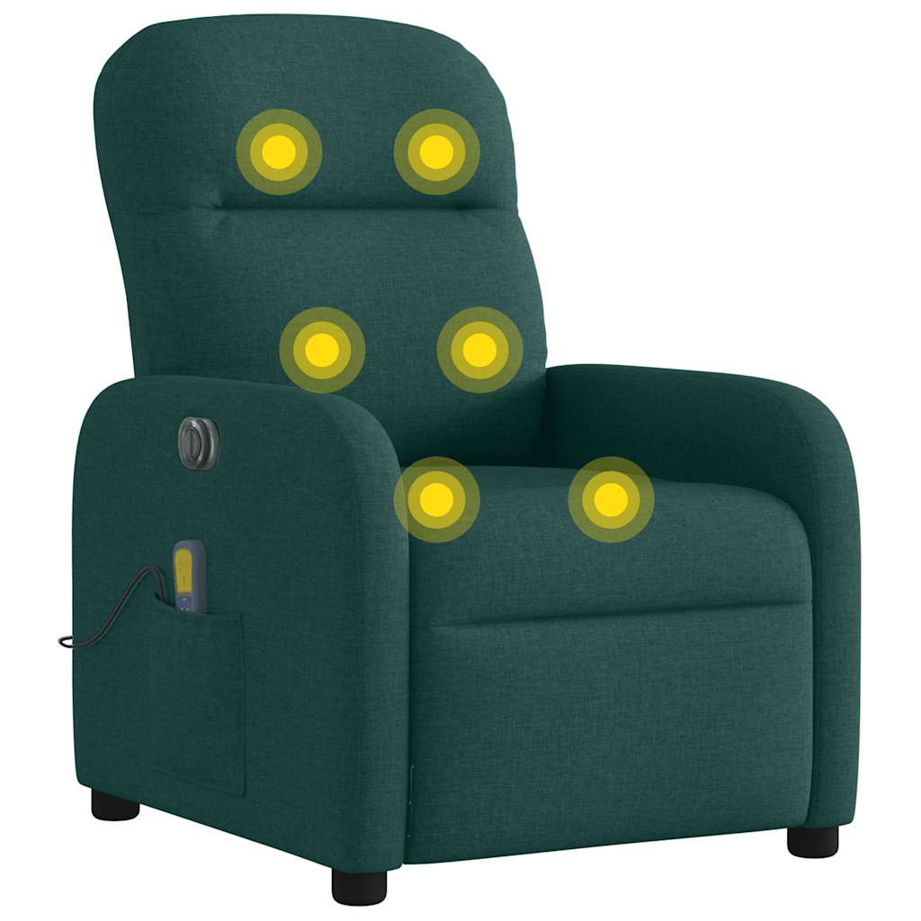 Fauteuil de massage inclinable électrique Vert foncé Tissu - XIOS