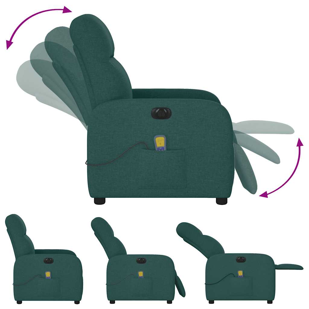 Fauteuil de massage inclinable électrique Vert foncé Tissu - XIOS