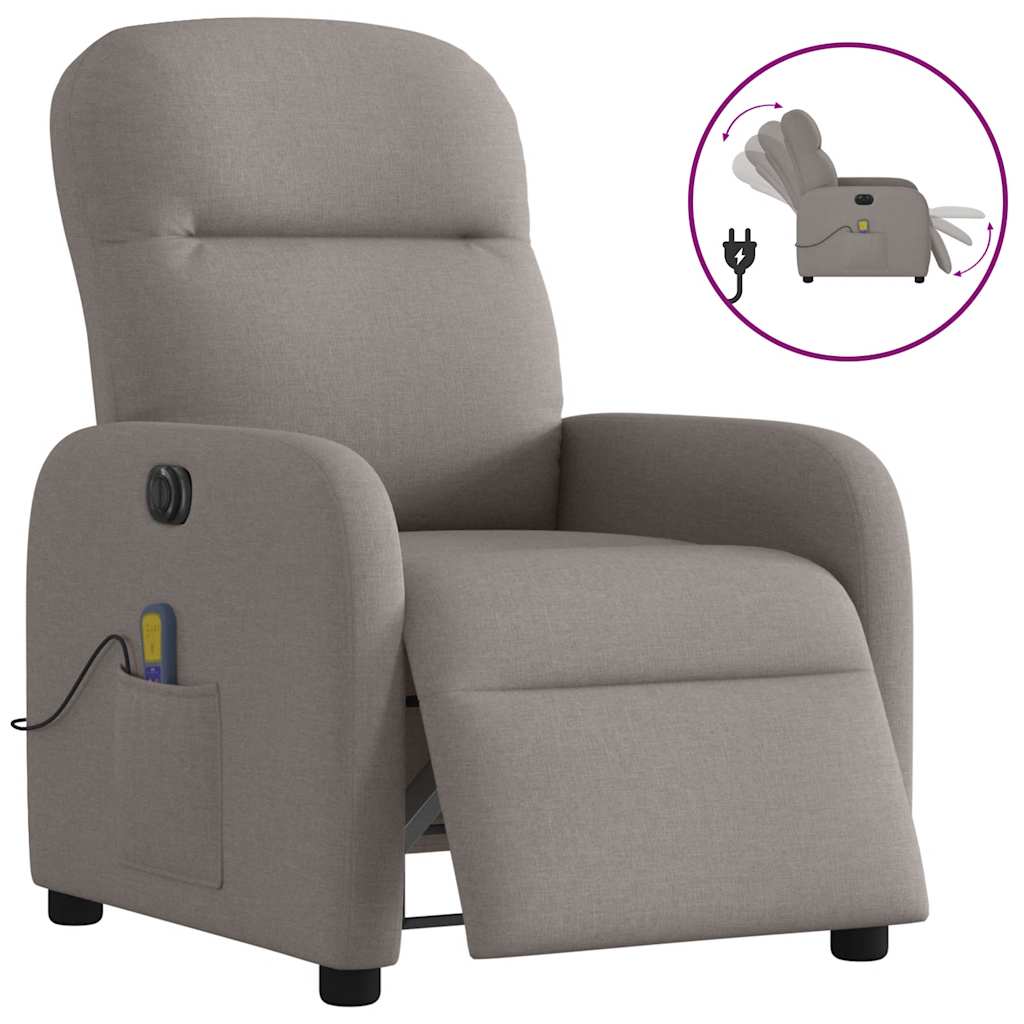 Fauteuil de massage inclinable électrique Taupe Tissu - XIOS
