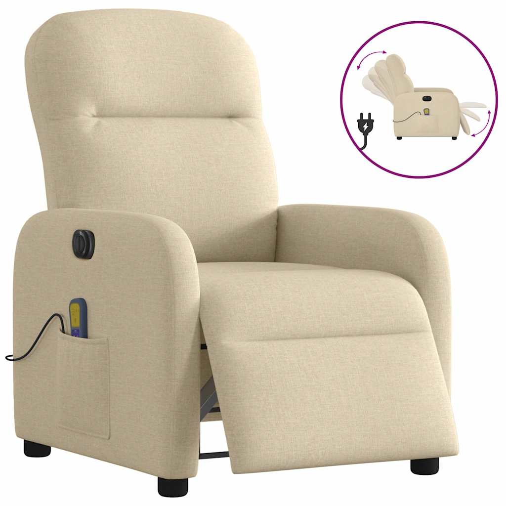 Fauteuil inclinable de massage électrique crème tissu - XIOS