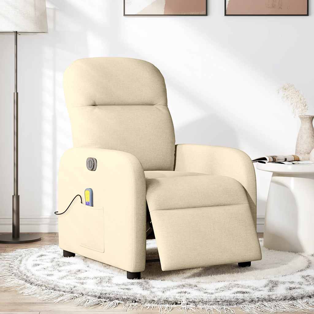 Fauteuil inclinable de massage électrique crème tissu - XIOS