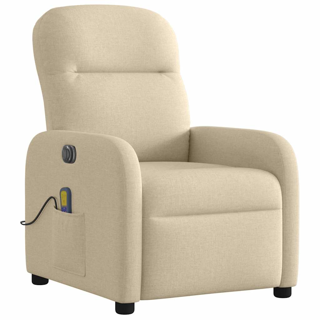 Fauteuil inclinable de massage électrique crème tissu - XIOS