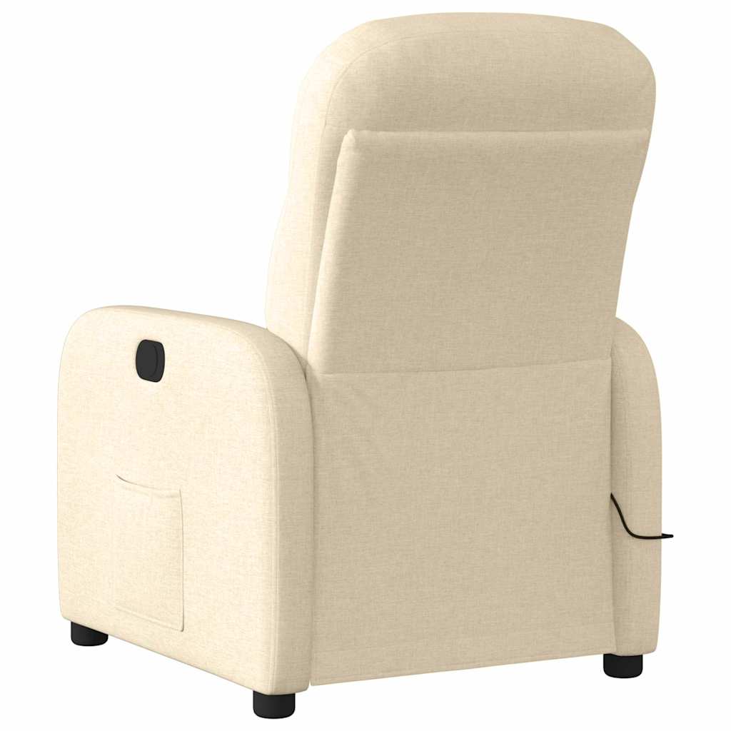 Fauteuil inclinable de massage électrique crème tissu - XIOS