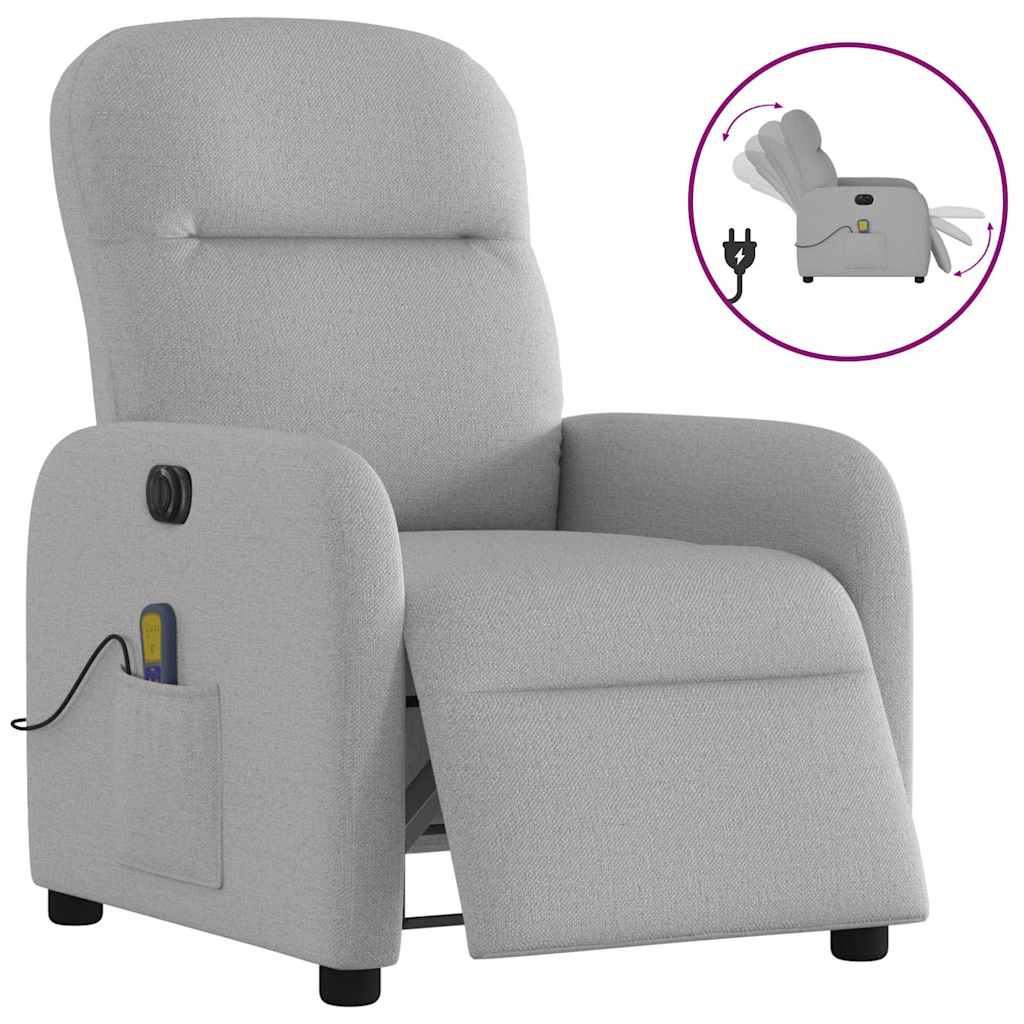 Fauteuil de massage inclinable électrique gris nuage tissu - XIOS