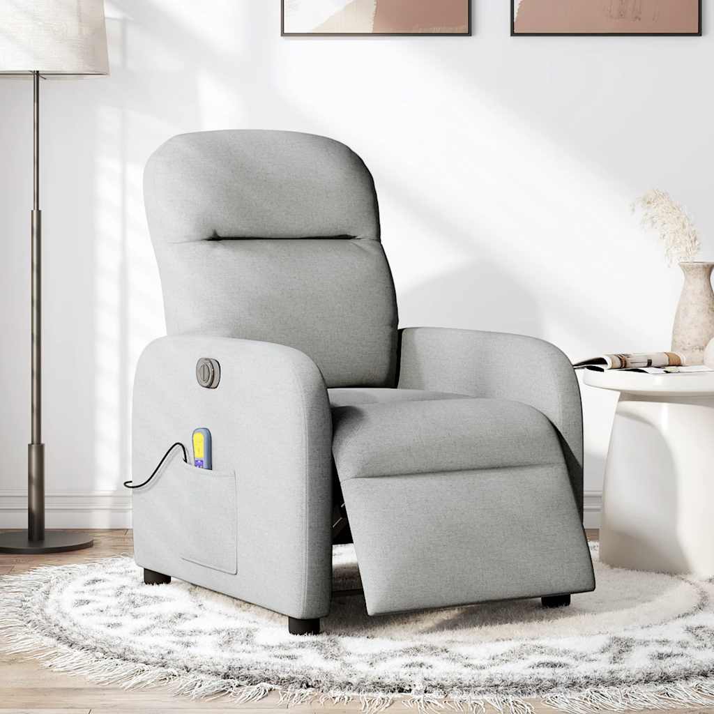 Fauteuil de massage inclinable électrique gris nuage tissu - XIOS