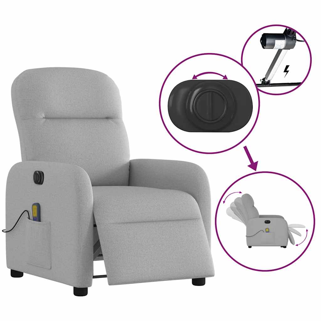 Fauteuil de massage inclinable électrique gris nuage tissu