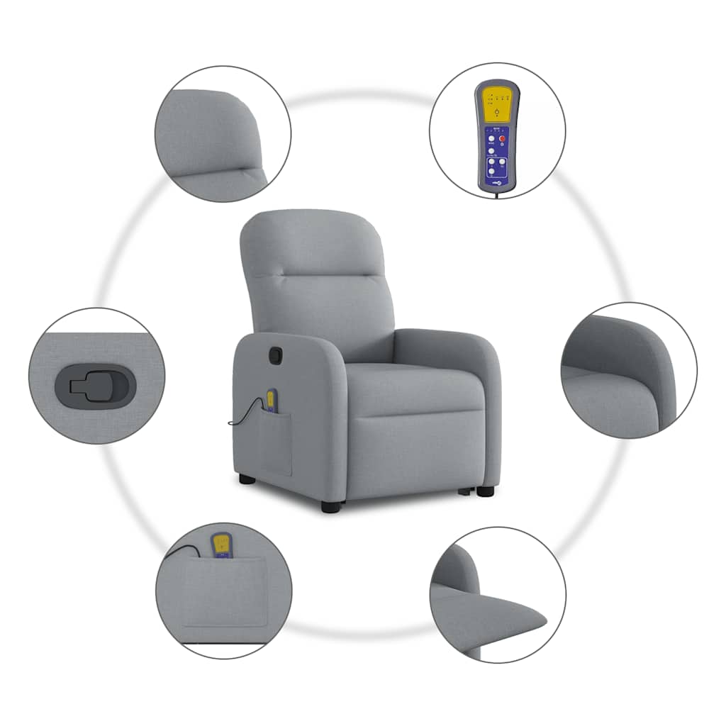 Fauteuil de massage inclinable Gris clair Tissu - XIOS