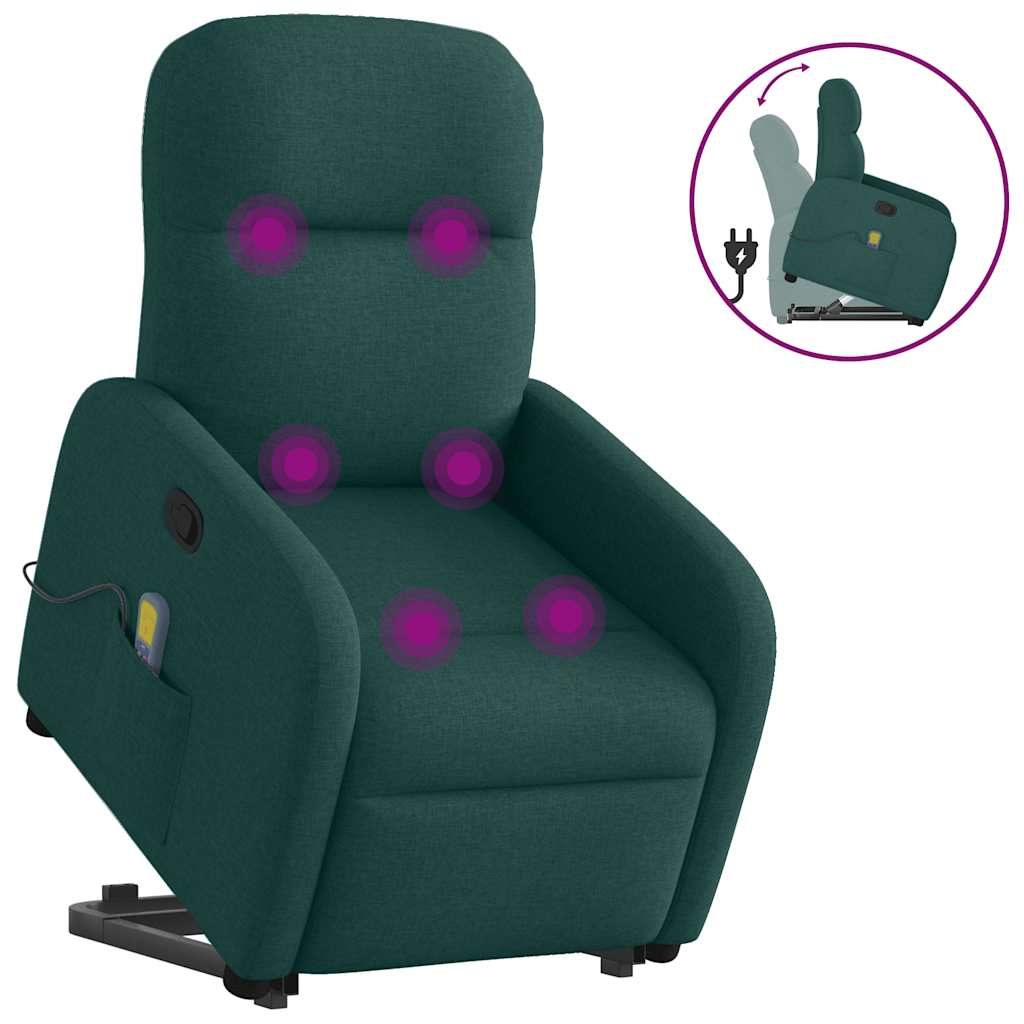 Fauteuil inclinable de massage Vert foncé Tissu - XIOS