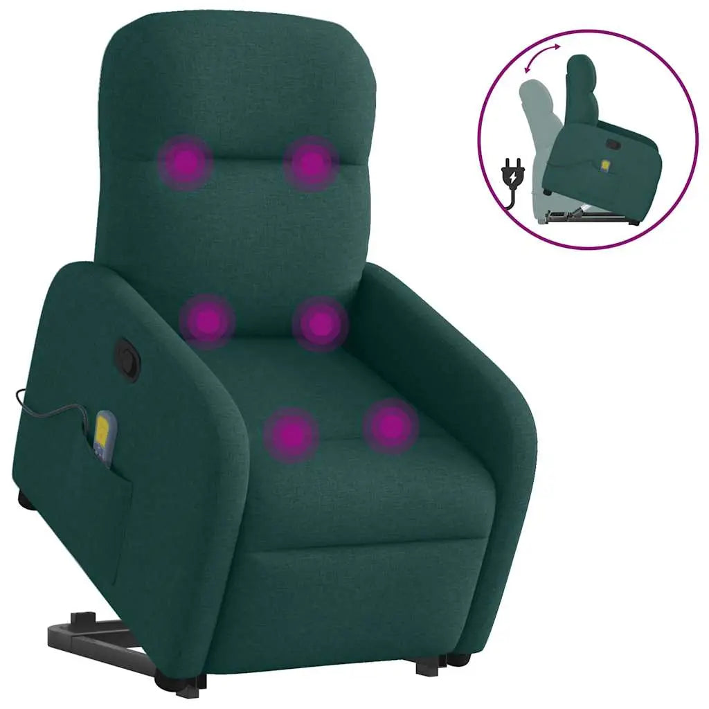 Fauteuil inclinable de massage Vert foncé Tissu - XIOS
