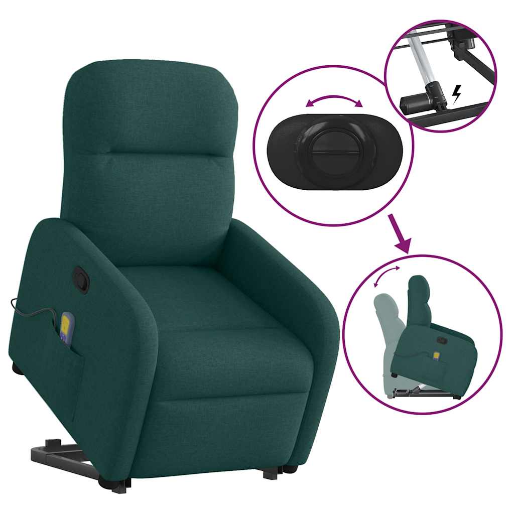 Fauteuil inclinable de massage Vert foncé Tissu - XIOS