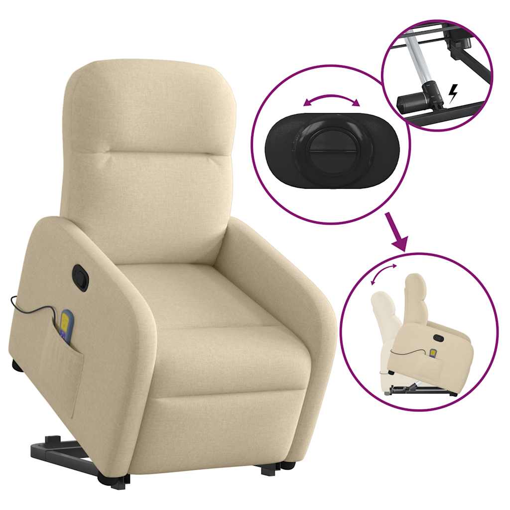 Fauteuil inclinable de massage Crème Tissu - XIOS