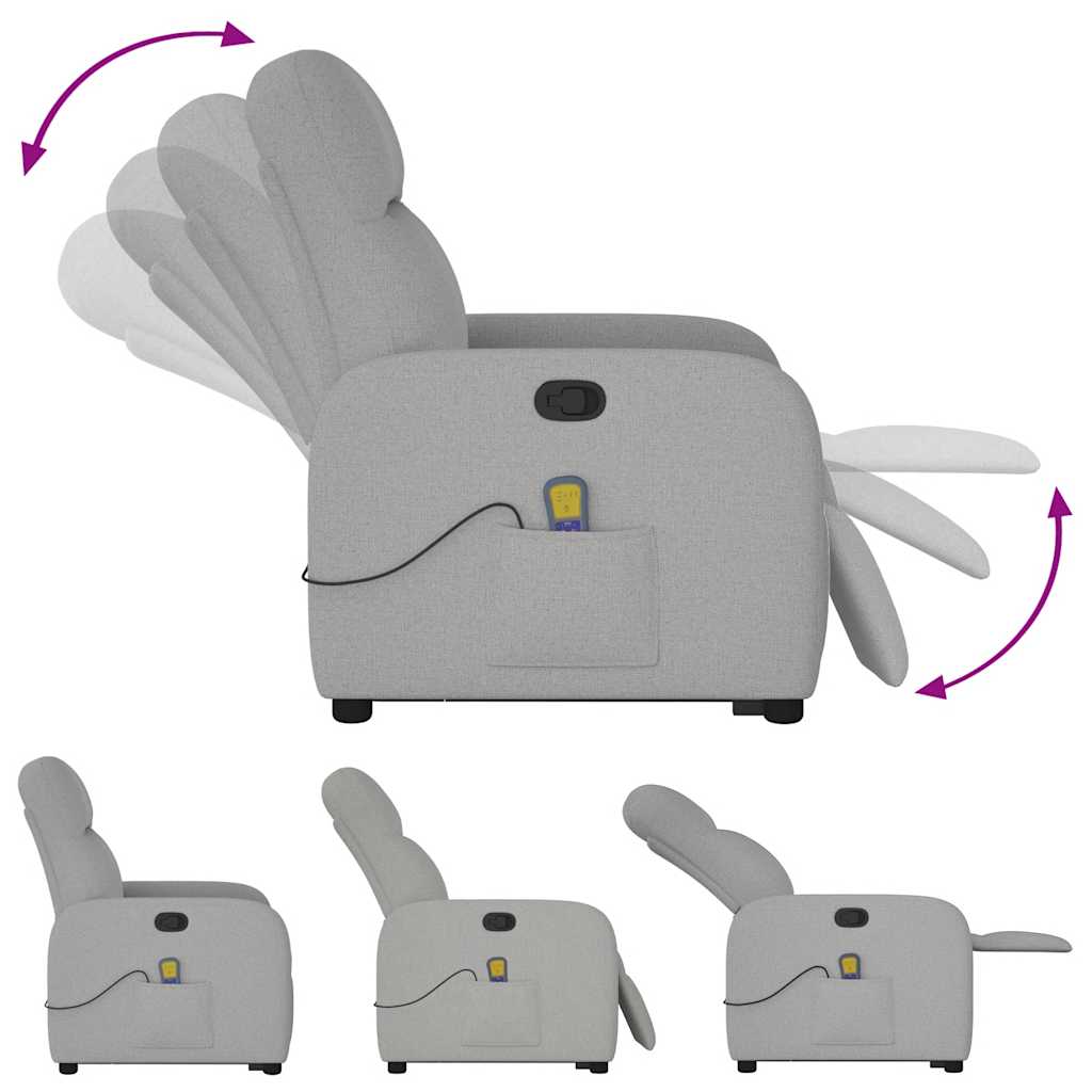 Fauteuil de massage inclinable gris nuage tissu - XIOS