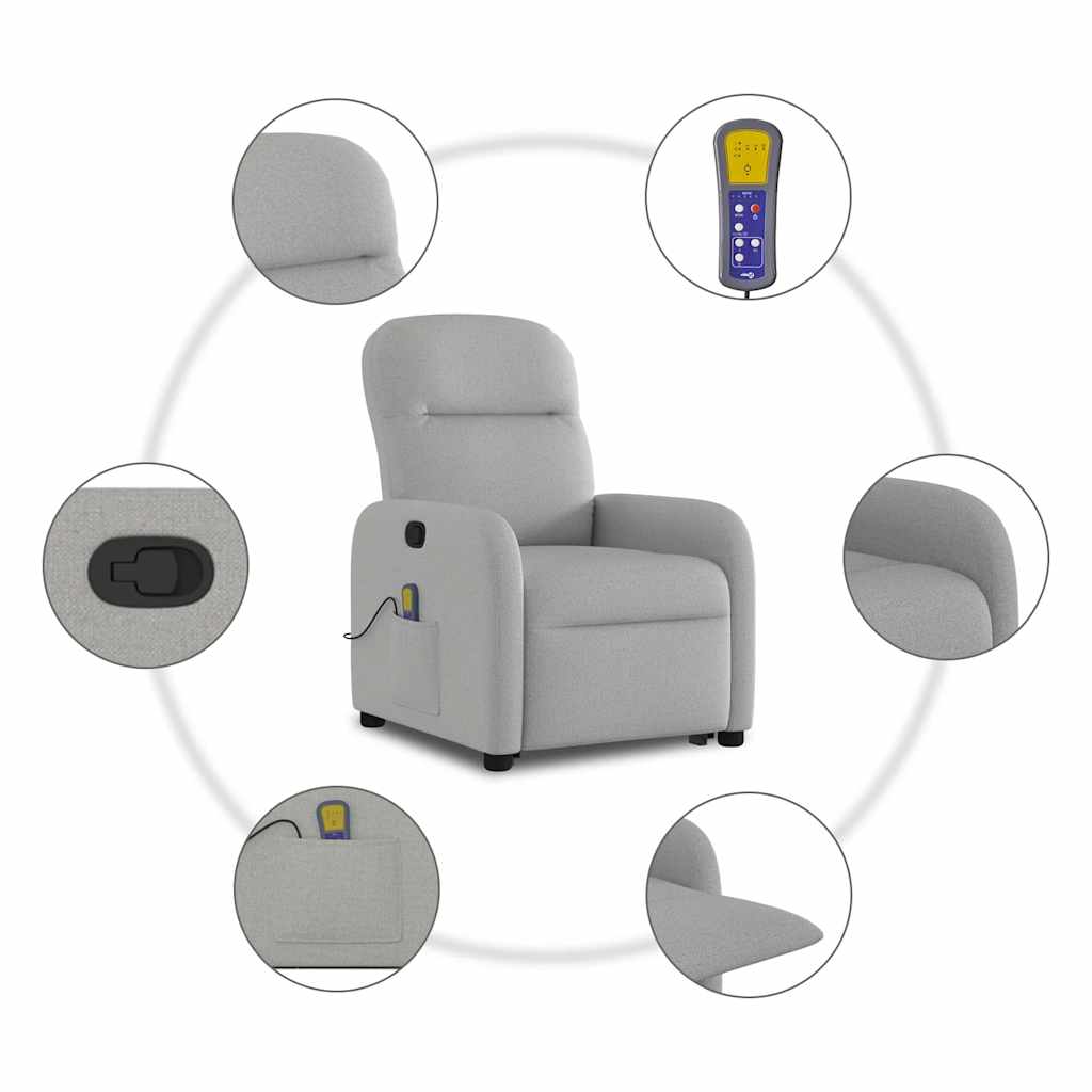 Fauteuil de massage inclinable gris nuage tissu - XIOS