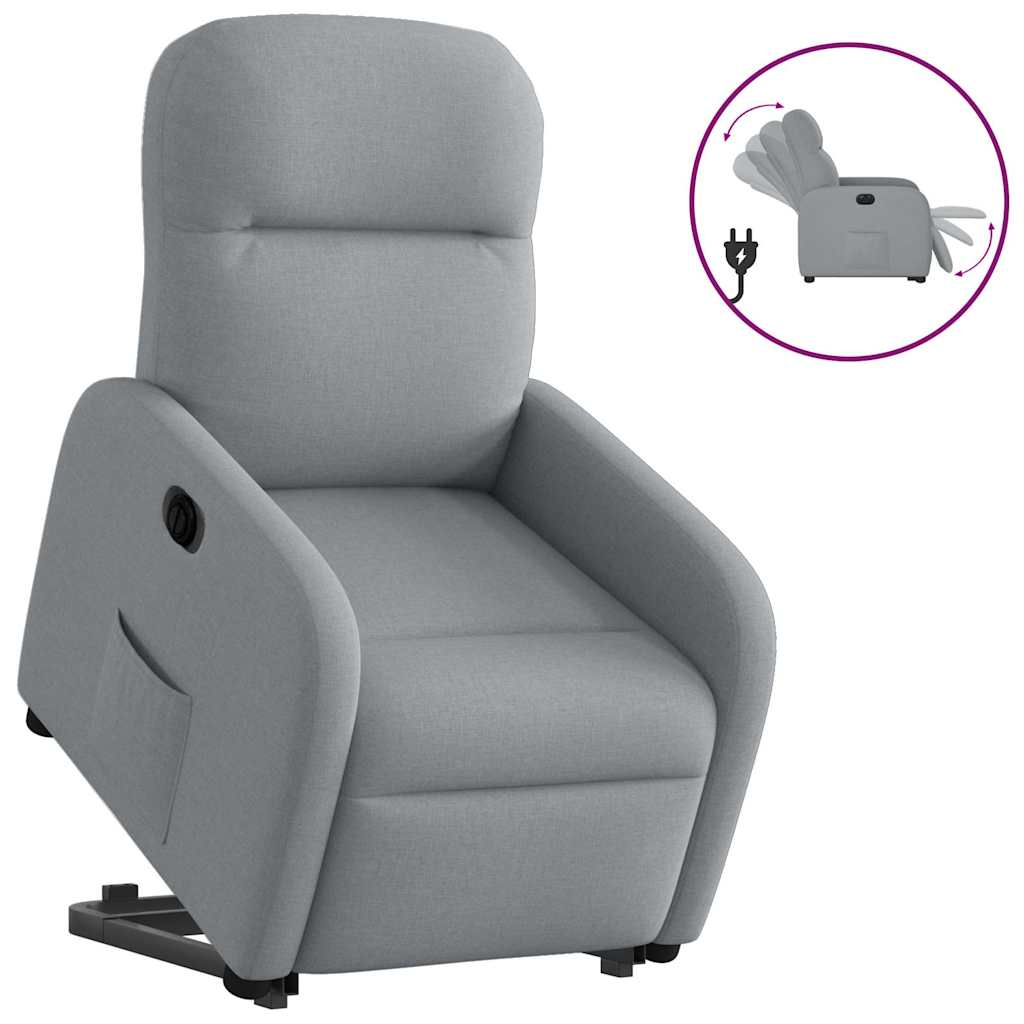 Fauteuil inclinable électrique gris clair tissu - XIOS