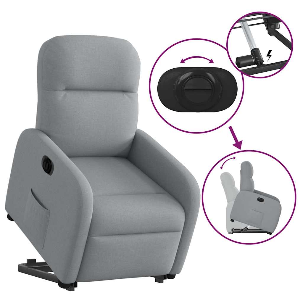 Fauteuil inclinable électrique gris clair tissu - XIOS