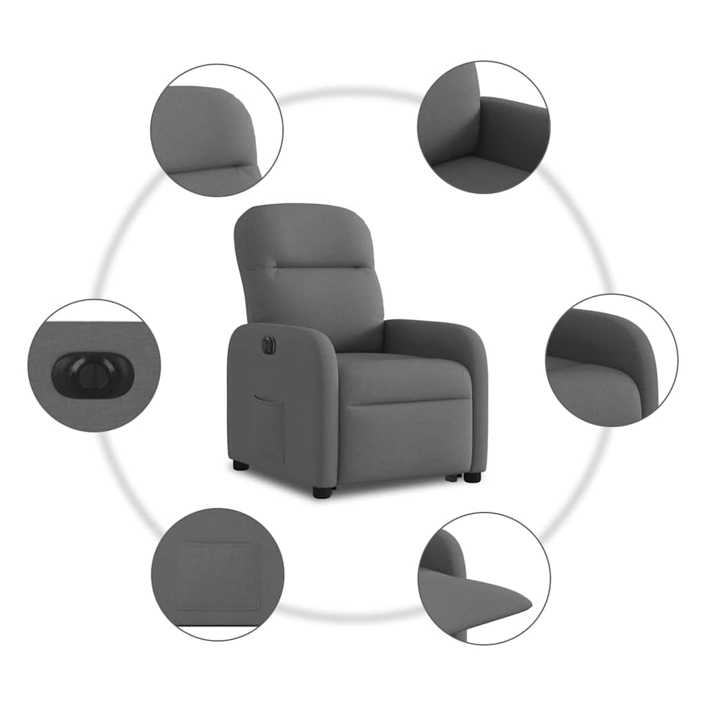 Fauteuil inclinable électrique gris foncé tissu