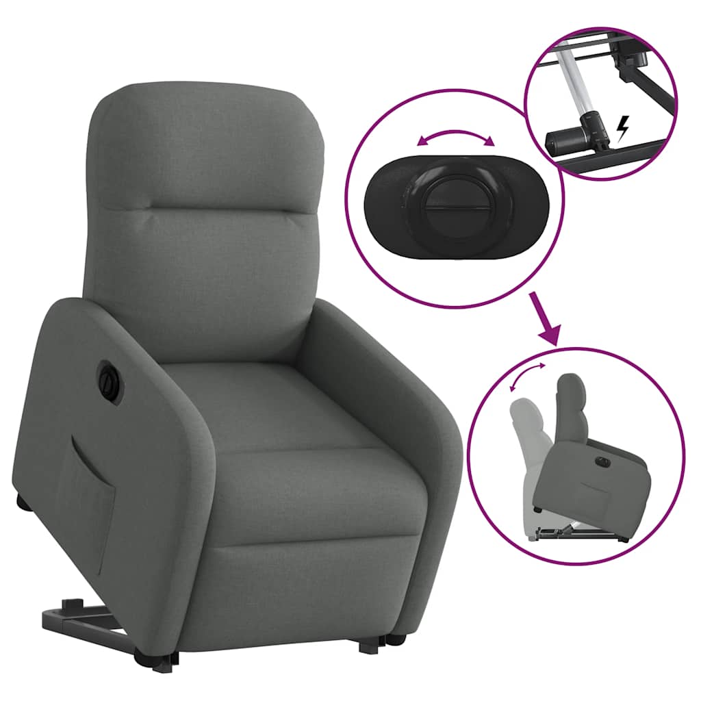 Fauteuil inclinable électrique gris foncé tissu - XIOS
