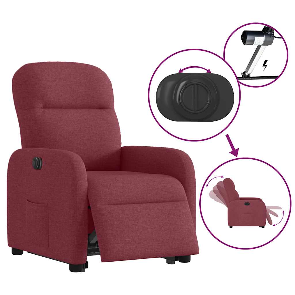 Fauteuil inclinable électrique rouge bordeaux tissu - XIOS