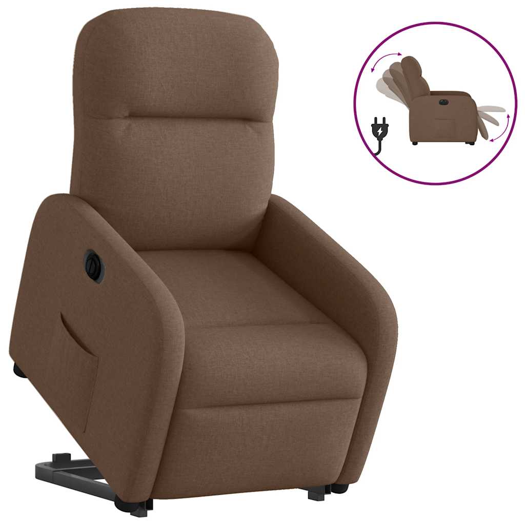 Fauteuil inclinable électrique marron tissu - XIOS