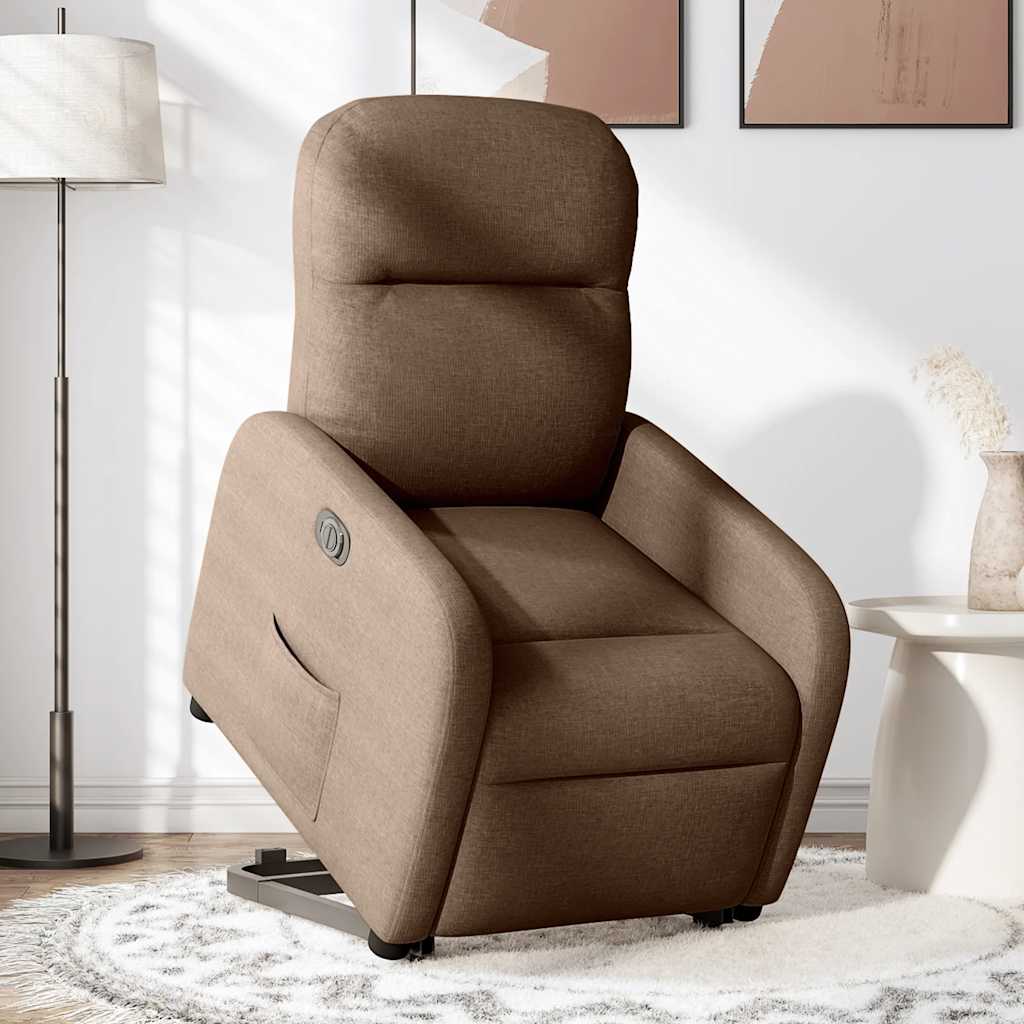 Fauteuil inclinable électrique marron tissu - XIOS
