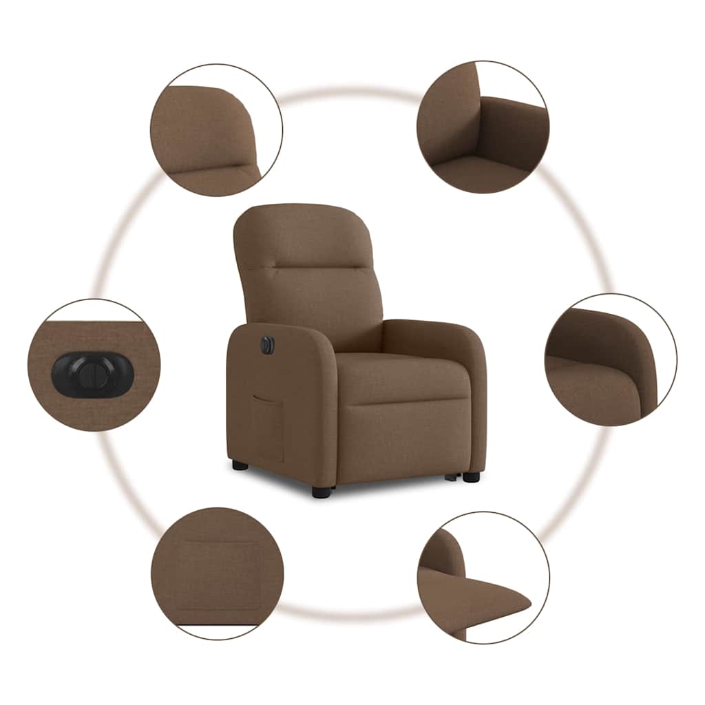 Fauteuil inclinable électrique marron tissu - XIOS